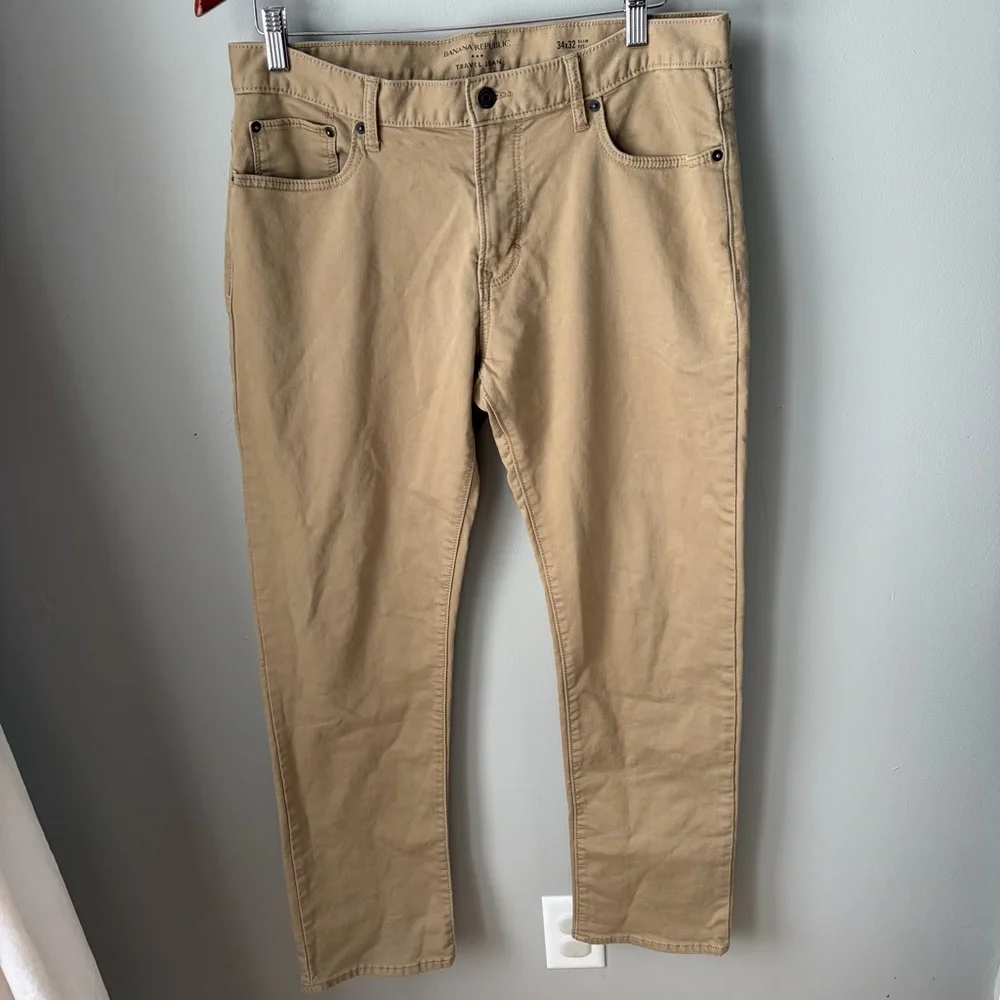 Banana Republic Men’s Khaki Jeans 34 X 32 Slim Fit-‎ Travel Jeans Cotton/spandex